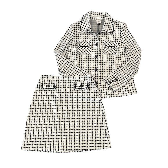 CAbi Women's Black and White/Off 60's Retro Lattice Print Teatime Skirt - SIZE 4 - Picture 9 of 9